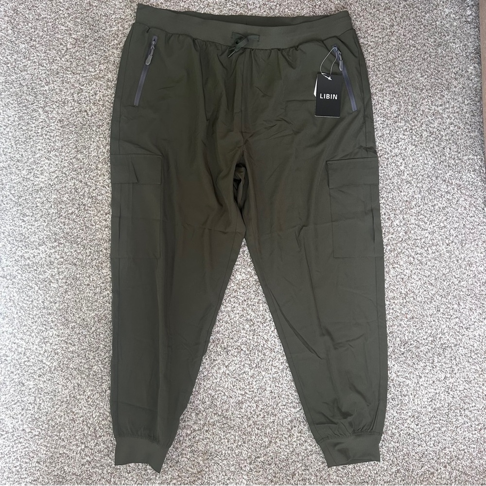 NWT Olive Cargo Jogger Pants Water Resistant UPF 50+ Outdoor Hiking Casual XXXL - Picture 2 of 12